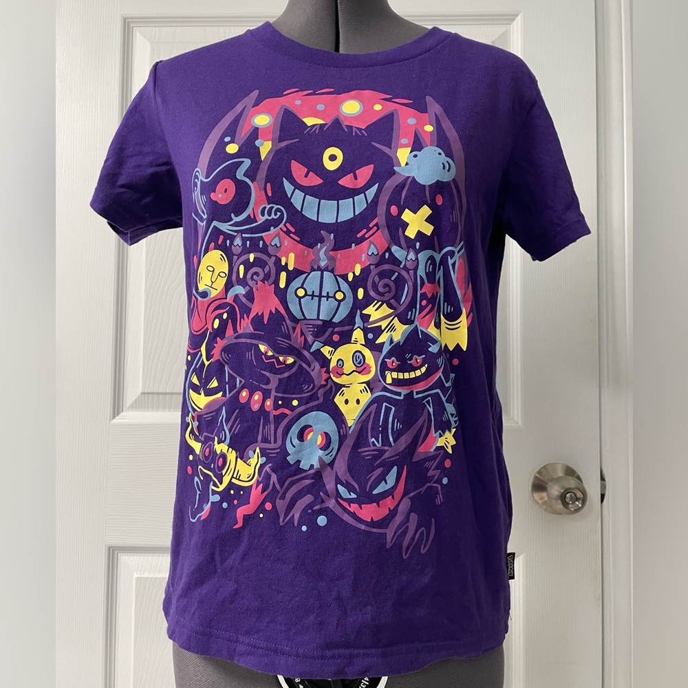 Pokemon Ghost Gengar Uniqlo Mimikyu Haunter Purple T-Shirt Top XS